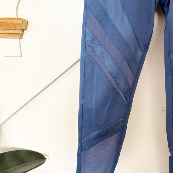 Alo Yoga High Waist Epic Leggings Mesh Panel Blue Activewear Athleisure Sz S - Picture 6 of 9